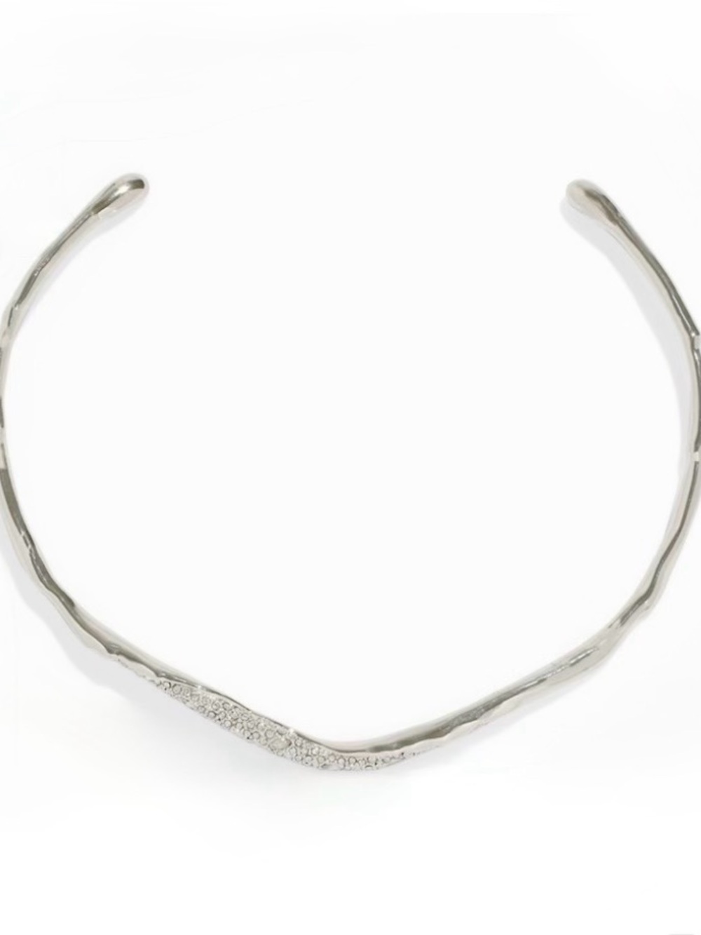 NEW Alexis Bittar Solanales Skinny Collar Necklace Molten Silver Clear CZ AU20